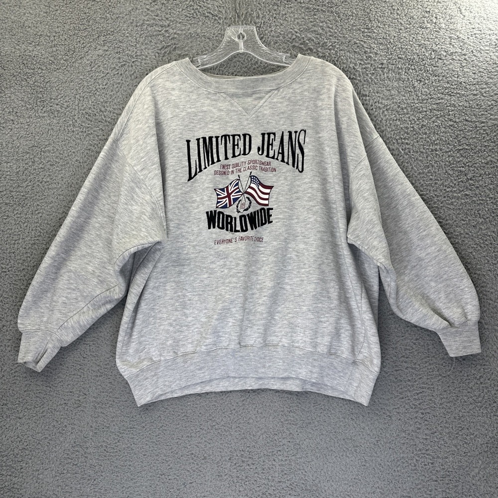 Vintage 90s Limited Jeans Worldwide Crew Neck Sweatshirt Gray‎ Women's Large